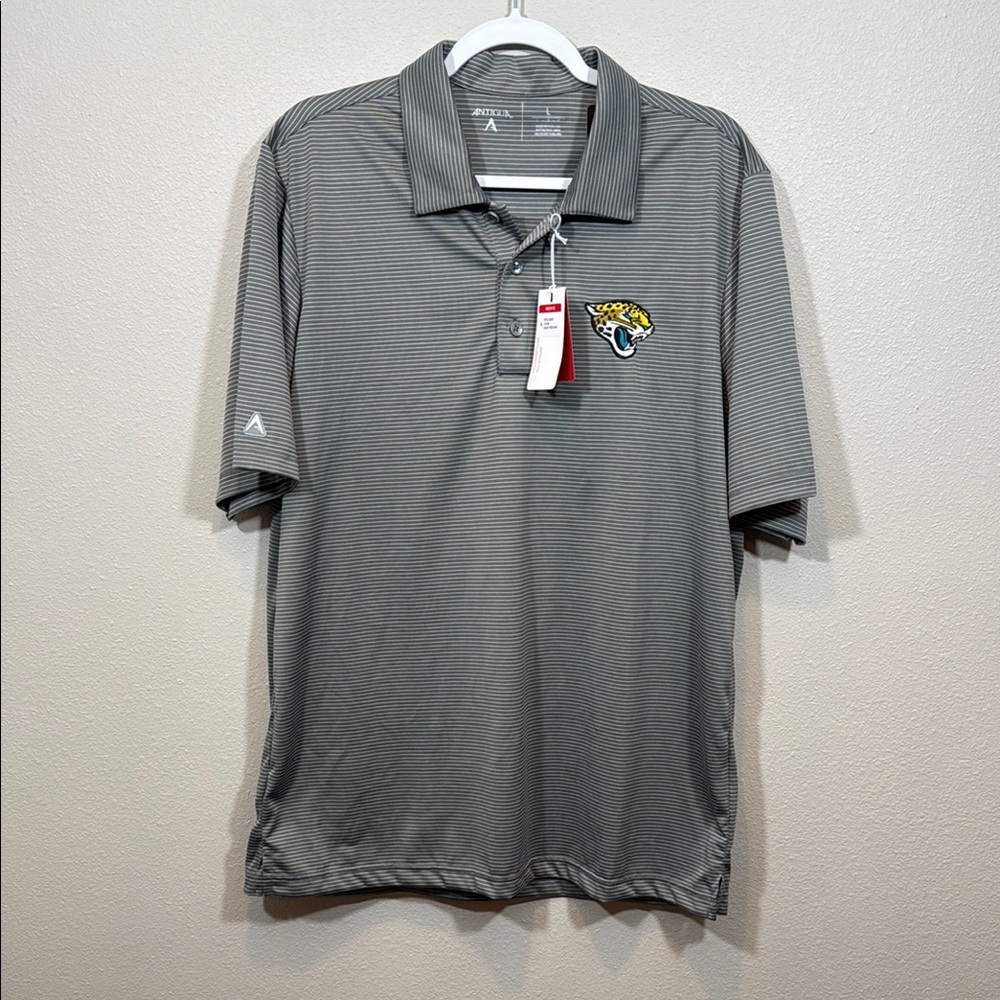 NFL Large Antigua Jacksonville Jaguars Gray Polo Shirt Short-Sleeve